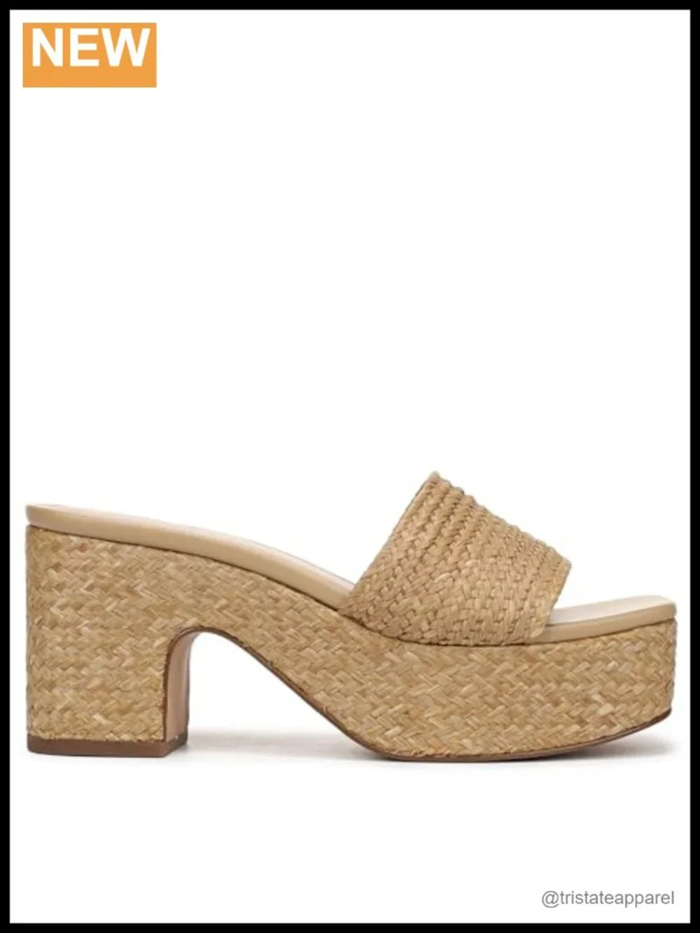 Faux Raffia Platform Slide Sandals Open Toe Slip On Heels